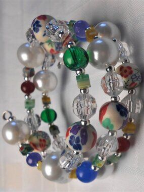 Handmade jewelry set with memory wire bracelets and earrings No 106